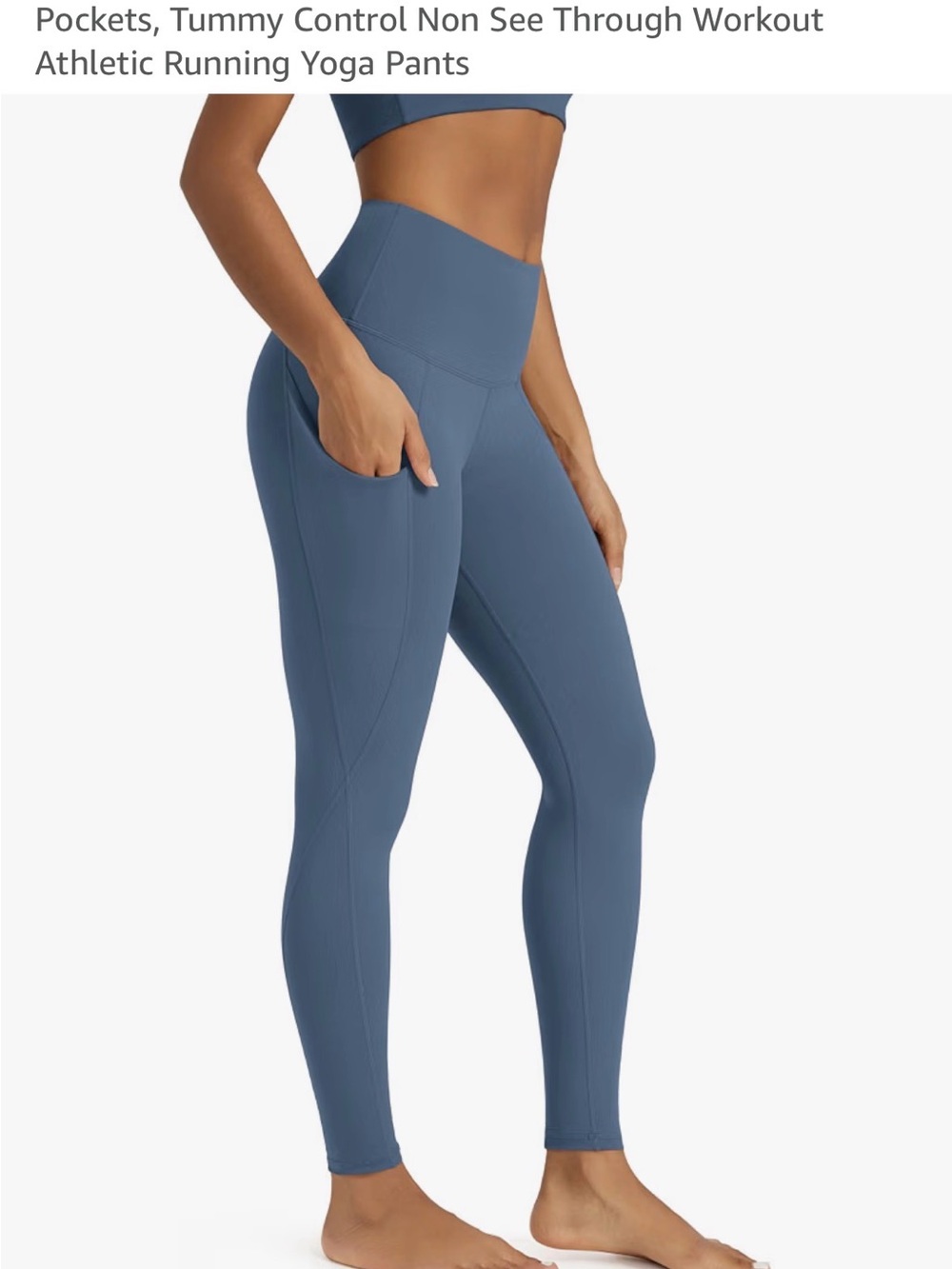 High-Rise Ink Blue Performance Leggings with Side Pockets